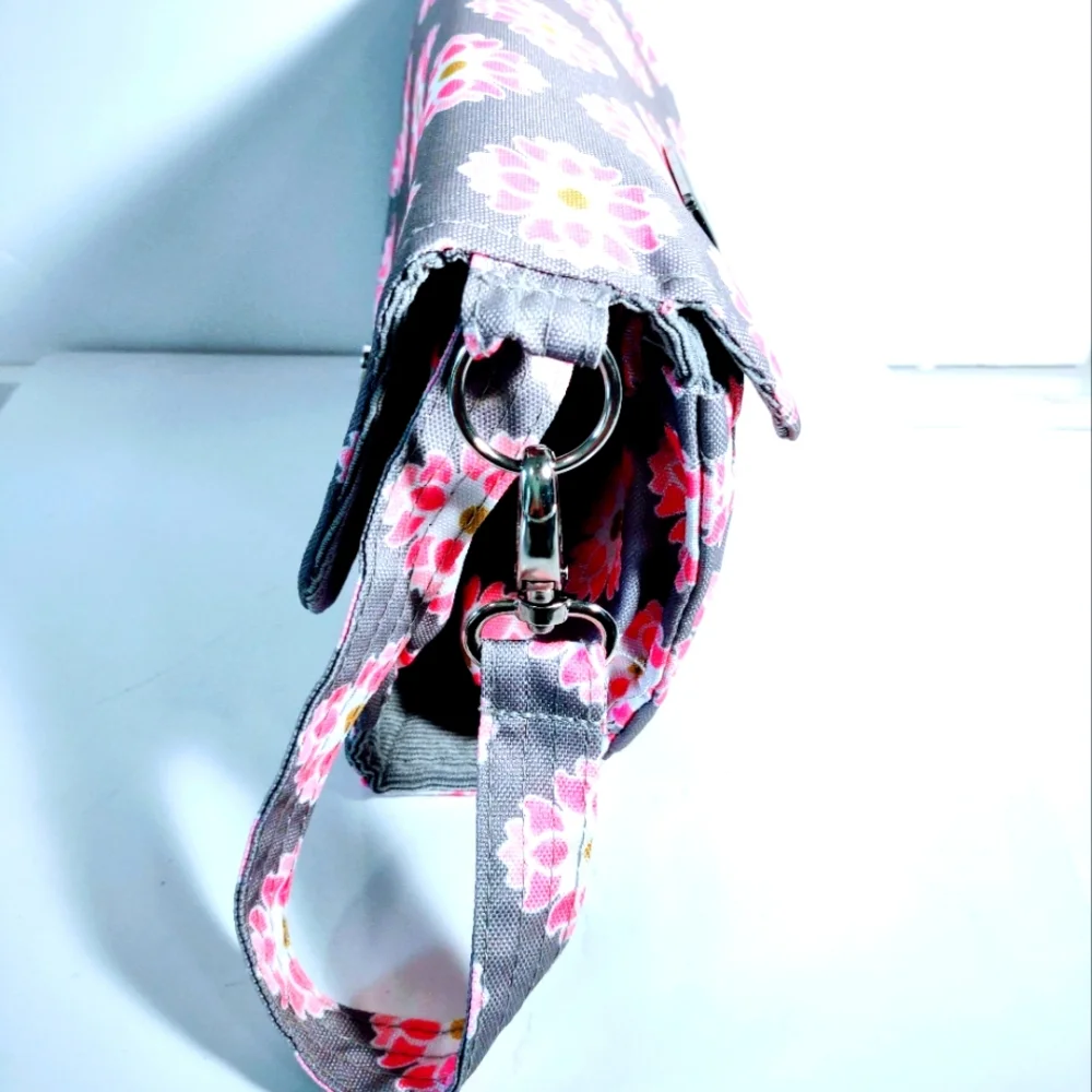 Lilly Bit foldable Pink and Grey Diaper Clutch with strap